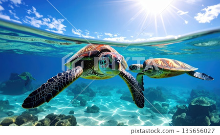 《AI圖像》海龜優雅地遊動 135656027