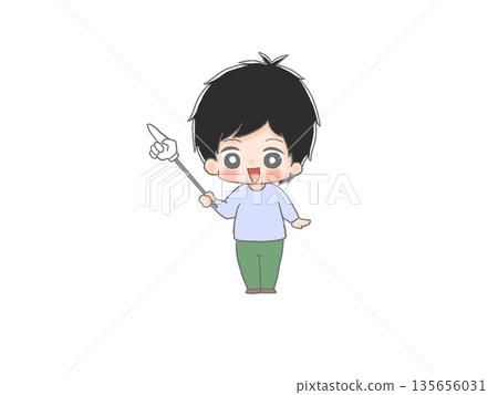 一個人用指示棒來講解 一個人用指示棒來講解 135656031