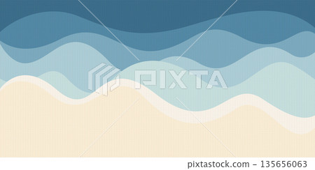 Abstract blue sea with white sand beach vector illustration. Tropical blue sea concept flat design background. Abstract blue sea with white sand beach vector illustration. Tropical blue sea concept flat design background. 135656063
