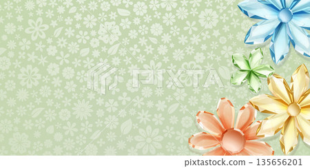Crystal flowers on pale green background. 135656201