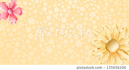 Crystal flowers on yellow background. 135656208