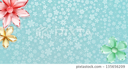 Crystal flowers on floral background. Crystal flowers on floral background. 135656209