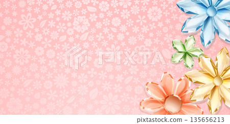 Crystal flowers on pink background. 135656213