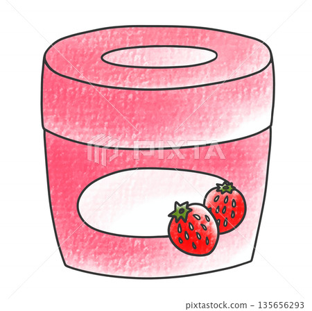 Strawberry jam in a simple, loose cup - analog style 135656293
