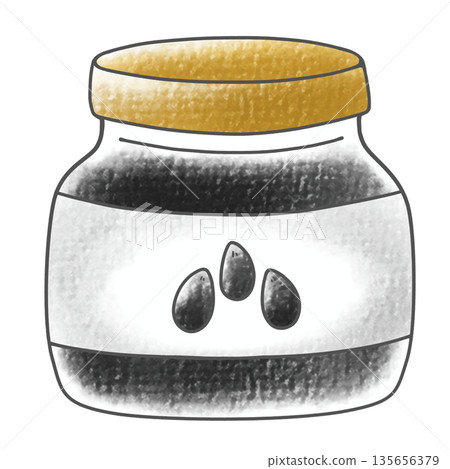 A simple, analog-style sesame jam in a loose jar A simple, analog-style sesame jam in a loose jar 135656379