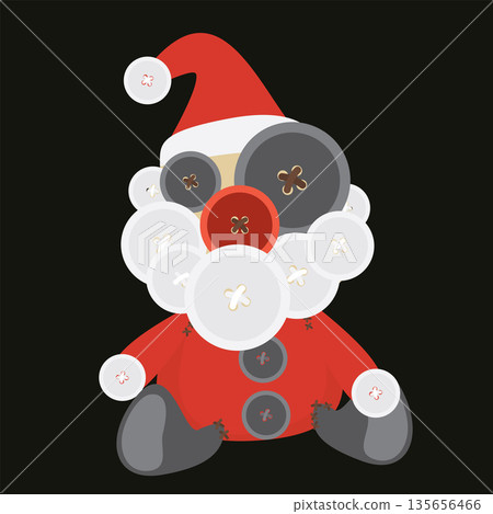 Freaky Santa Claus doll made from buttons flat design vector illustration. Freaky Santa Claus doll made from buttons flat design vector illustration. 135656466