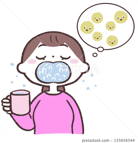 圖：一名女子漱口以沖洗掉花粉 135656544