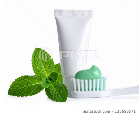 Putting toothpaste on a toothbrush. Brushing teeth, oral care, beauty, health, etiquette for preventing bad breath. Putting toothpaste on a toothbrush. Brushing teeth, oral care, beauty, health, etiquette for preventing bad breath. 135656571