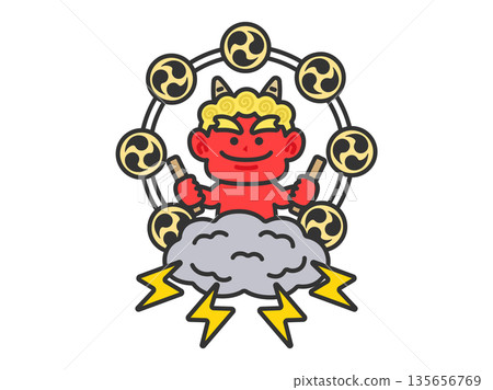 Illustration of a red demon thunder icon (line drawing color) Illustration of a red demon thunder icon (line drawing color) 135656769
