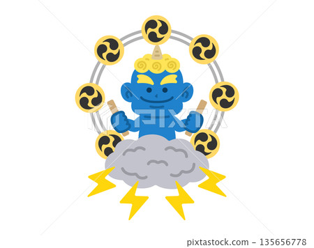 Illustration of a blue demon thunder icon 135656778