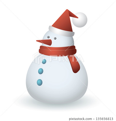 Snowman geometric shapes 3D style isolated vector illustration. Snowman geometric shapes 3D style isolated vector illustration. 135656813