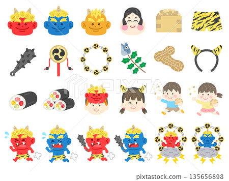 Deluxe Edition! Setsubun Special Icon Illustration Set Deluxe Edition! Setsubun Special Icon Illustration Set 135656898