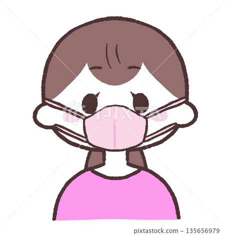 戴著面具的女人的插圖 135656979