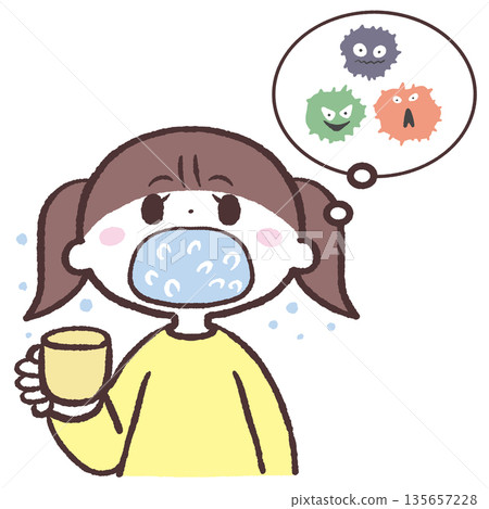 圖：一個女孩漱口以排出病毒 135657228