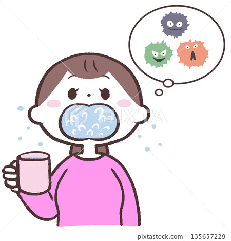 圖：一名女子漱口以排出病毒 135657229