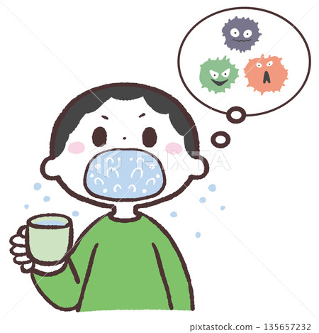 Illustration of a boy gargling to flush out viruses 135657232