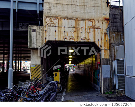 Bicycle parking lot under the Nagoya Station overpass 135657264