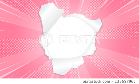 旭日和穿孔紙背景材料、半色調點、集中線效果、框架 旭日和穿孔紙背景材料、半色調點、集中線效果、框架 135657965