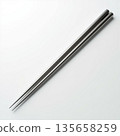 Stainless Steel Chopsticks on a Neutral Background for Food Lovers 135658259