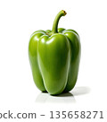 Fresh Green Bell Pepper Isolated on White Background for Culinary Use 135658271