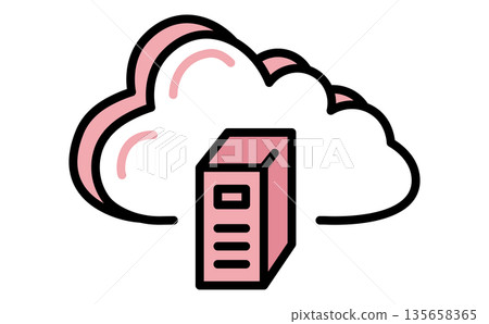雲端運算的簡單雲端伺服器圖示示意圖 135658365