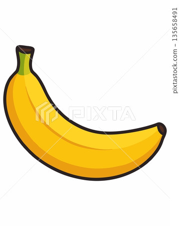 Fresh Yellow Banana Cartoon Illustration 135658491