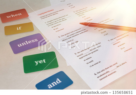 English grammar exam practice sheet and colorful flashcards 135658651