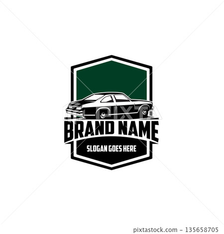 The legendary muscle car logo. Isolated with a beautiful faceted shape. Available in logo, badge, emblem, icon, sticker design. The legendary muscle car logo. Isolated with a beautiful faceted shape. Available in logo, badge, emblem, icon, sticker design. 135658705