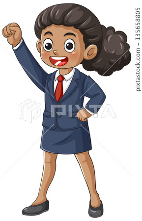 Confident Young Businesswoman Raising Fist in Victory Confident Young Businesswoman Raising Fist in Victory 135658805