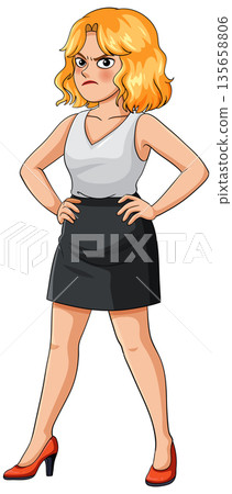 Angry Businesswoman Standing with Hands on Hips Angry Businesswoman Standing with Hands on Hips 135658806