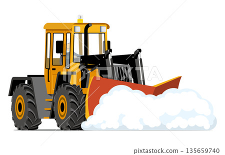 Snowplow working on snow removal_Snow removal dozer Snowplow working on snow removal_Snow removal dozer 135659740