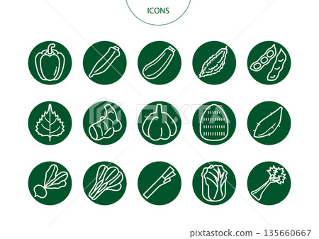 Vegetable icon pictogram vector illustration set vol.2 Vegetable icon pictogram vector illustration set vol.2 135660667