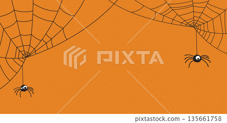 Funny spiders with spider web doodle line childish style vector illustration have blank space. Happy Halloween greeting card template. Funny spiders with spider web doodle line childish style vector illustration have blank space. Happy Halloween greeting card template. 135661758