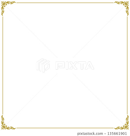 可愛的心形方形相框 - 金色 135661901