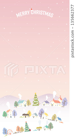 Winter Wonderland with dramatic sky background childish style vertical vector illustration have blank space. Merry Christmas greeting card template. Winter Wonderland with dramatic sky background childish style vertical vector illustration have blank space. Merry Christmas greeting card template. 135662377