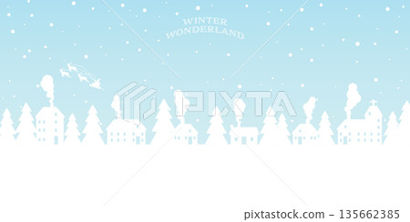 Winter wonderland minimal vector illustration. Merry Christmas and Happy New Year greeting card template. 135662385