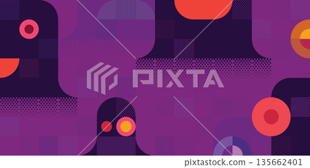 Halloween background with geometric ghost in mosaic punchy style vector illustration. Happy Halloween invitation card have blank space template. 135662401