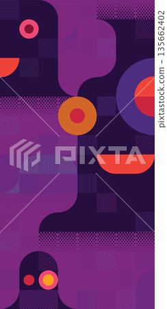 Halloween vertical background with geometric ghost in mosaic punchy style vector illustration. Happy Halloween invitation card have blank space template. 135662402
