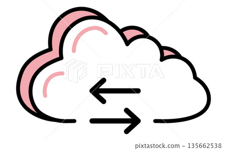 圖示圖示，表示雙向雲端通訊和資料同步 135662538