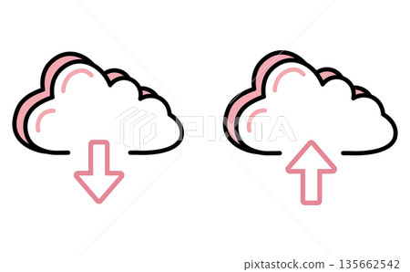 Communication icon illustration set representing cloud upload and download Communication icon illustration set representing cloud upload and download 135662542
