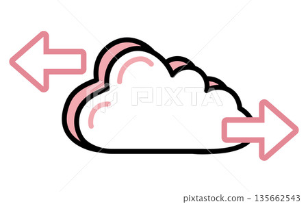 Communication icon illustration representing data movement centered on the cloud Communication icon illustration representing data movement centered on the cloud 135662543