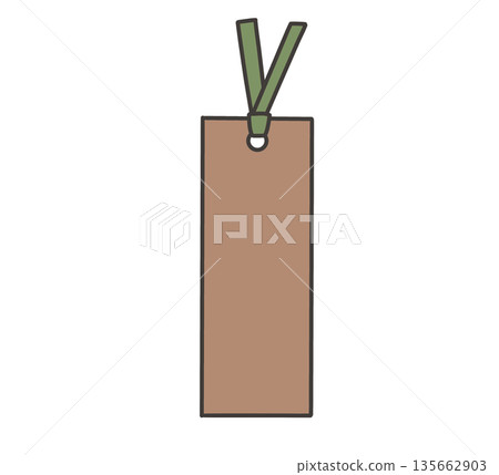 Illustration of a brown bookmark with a green ribbon 135662903