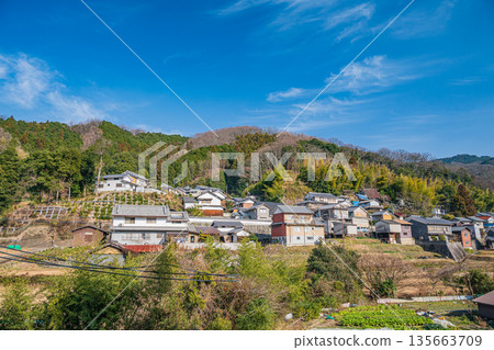 奈良縣飛鳥村山村風光 奈良縣飛鳥村山村風光 135663709