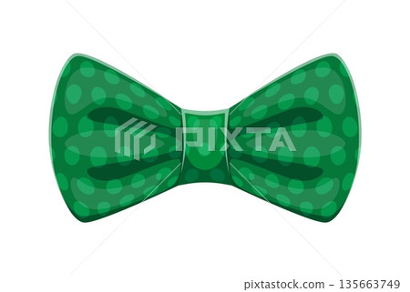 St Patrick day symbol of green bow tie for Irish holiday, vector cartoon decoration. Happy Saint Patrick day festival and Ireland national holiday traditional green bow tie of leprechaun costume St Patrick day symbol of green bow tie for Irish holiday, vector cartoon decoration. Happy Saint Patrick day festival and Ireland national holiday traditional green bow tie of leprechaun costume 135663749
