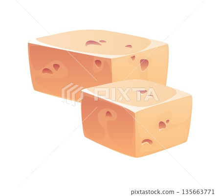 Cartoon tofu cheese China culinary icon or symbol. Asian food culture object, Asia cartoon vector soya product. China culinary icon or Chinese isolated tofu cheese cuisine item Cartoon tofu cheese China culinary icon or symbol. Asian food culture object, Asia cartoon vector soya product. China culinary icon or Chinese isolated tofu cheese cuisine item 135663771