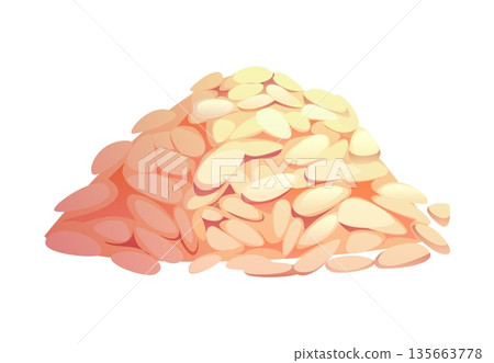 Cartoon rice grains heap China food icon or symbol. Asian culture icon, China traditional food vector attribute. Asia culinary symbol or Chinese agriculture harvest isolated rice grains heap Cartoon rice grains heap China food icon or symbol. Asian culture icon, China traditional food vector attribute. Asia culinary symbol or Chinese agriculture harvest isolated rice grains heap 135663778