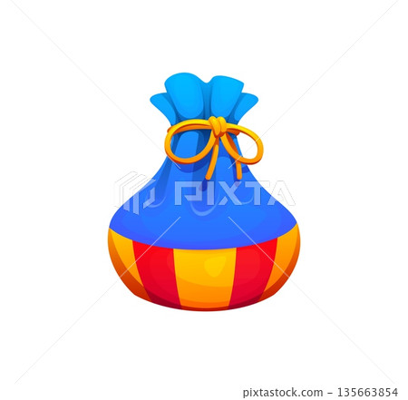 Chinese lucky pouch or lunar New Year holiday happy bag, vector icon. Symbol of wealth and fortune in China, hebao lucky pouch or happy bag gift for Chinese New Year greeting and Feng Shui symbol 135663854