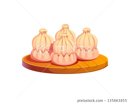 Chinese lunar New Year icon of bao buns or baozi for Asian holiday, vector food symbol. Chinese Lunar New Year or Chinatown festival traditional food of baozi dumplings of China cuisine Chinese lunar New Year icon of bao buns or baozi for Asian holiday, vector food symbol. Chinese Lunar New Year or Chinatown festival traditional food of baozi dumplings of China cuisine 135663855