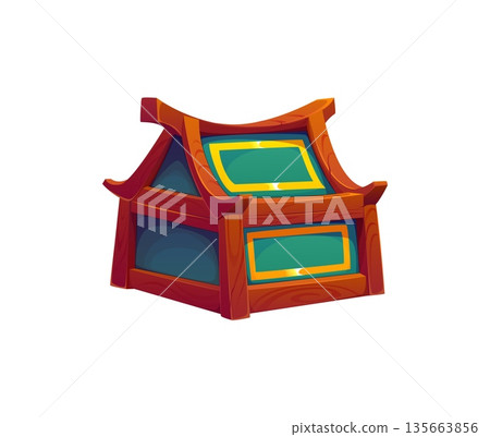 Chinese Lunar New Year holiday treasure chest for Asian game asset, cartoon vector icon. Chinese New Year ancient chest for money or jewelry in traditional oriental treasure box for Feng Shui or CNY Chinese Lunar New Year holiday treasure chest for Asian game asset, cartoon vector icon. Chinese New Year ancient chest for money or jewelry in traditional oriental treasure box for Feng Shui or CNY 135663856
