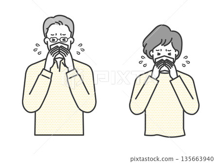 老年人擤鼻涕插圖向量素材 135663940